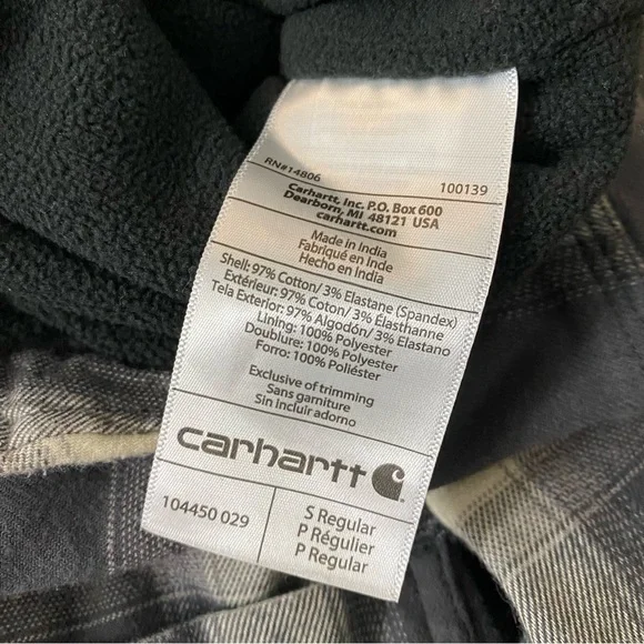 Men's Carhartt Rugged Flex Relaxed Fit Flannel Fleece-Lined Plaid